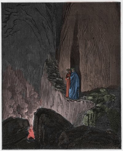 Inferno, Canto 26: The flaming spirits of Ulysses and Diomedes (illustration from The Divine Comedy) by Gustave after Dore